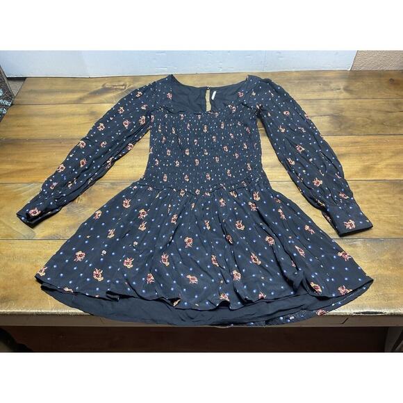 Free People Two Faces Mini Dress Black Floral Size XS - Picture 1 of 12